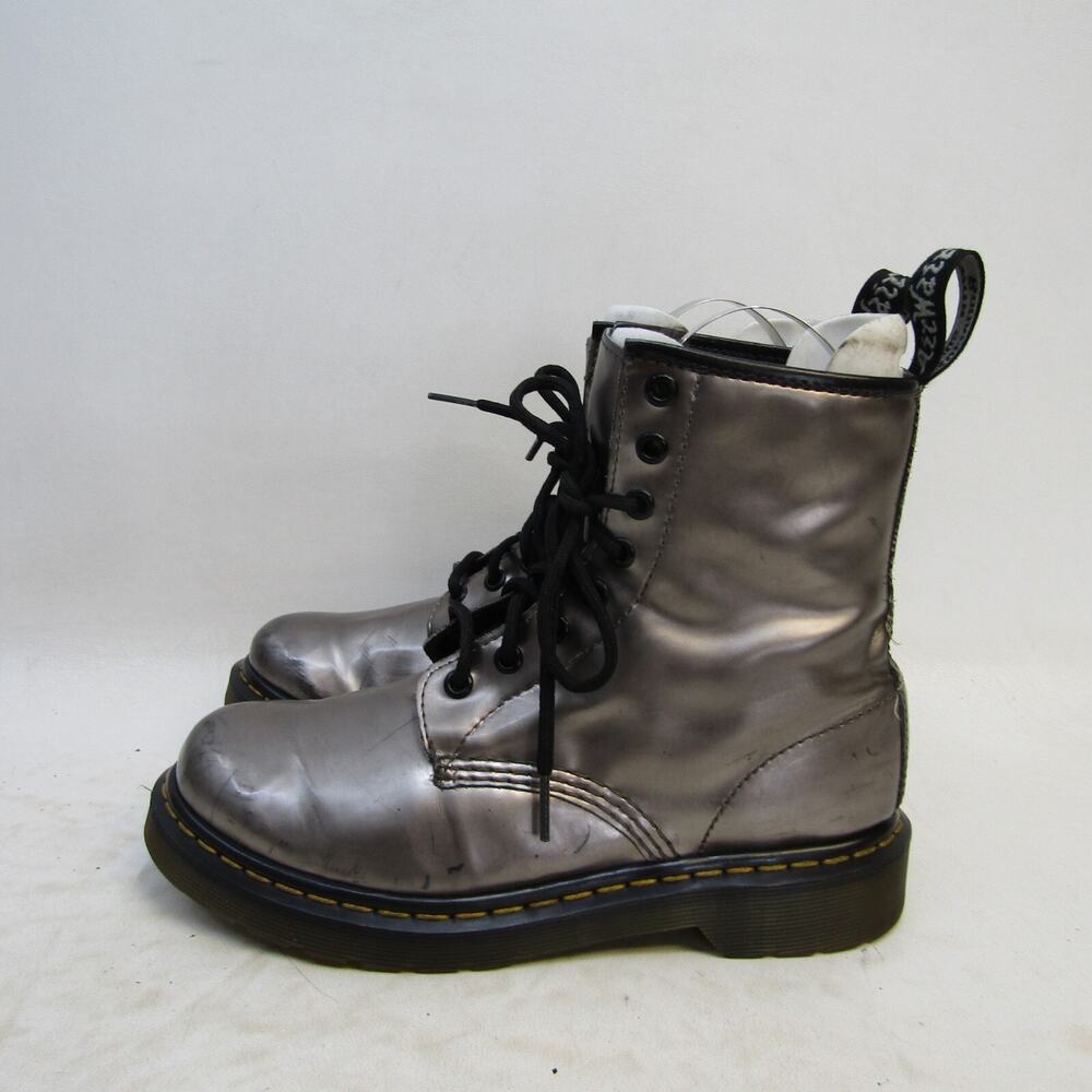 Dr. Martens Womens Size 7 M Silver Metallic Zip 8 Eye Ankle Fashion Boots Bootie